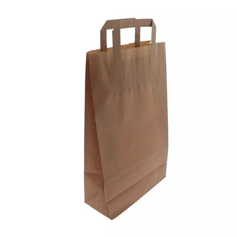 Papieren Draagtas 22x10x36cm Met Plat Handvat Bruin