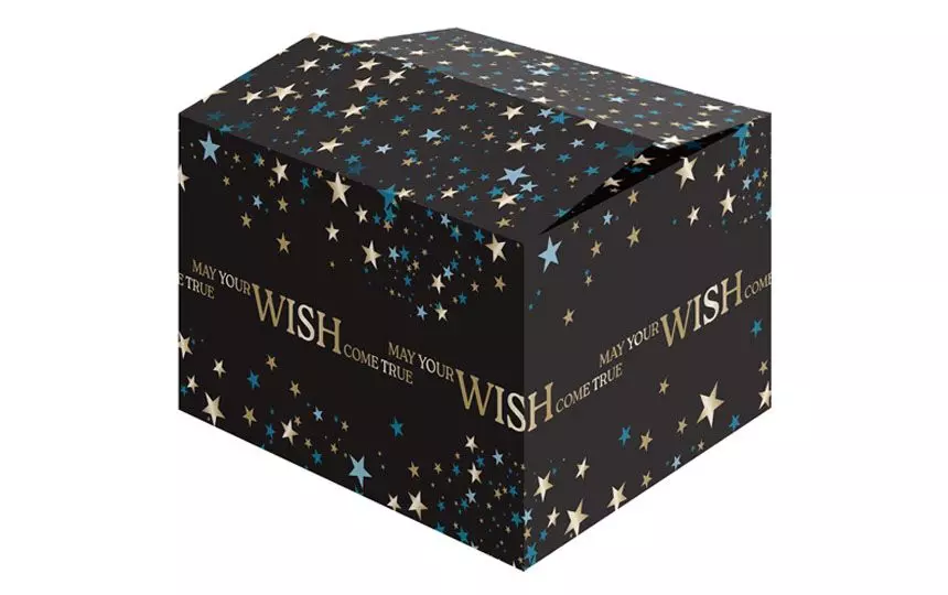 Kerstdoos Make a Wish 490x390x270mm Zwart/Blauw/Goud