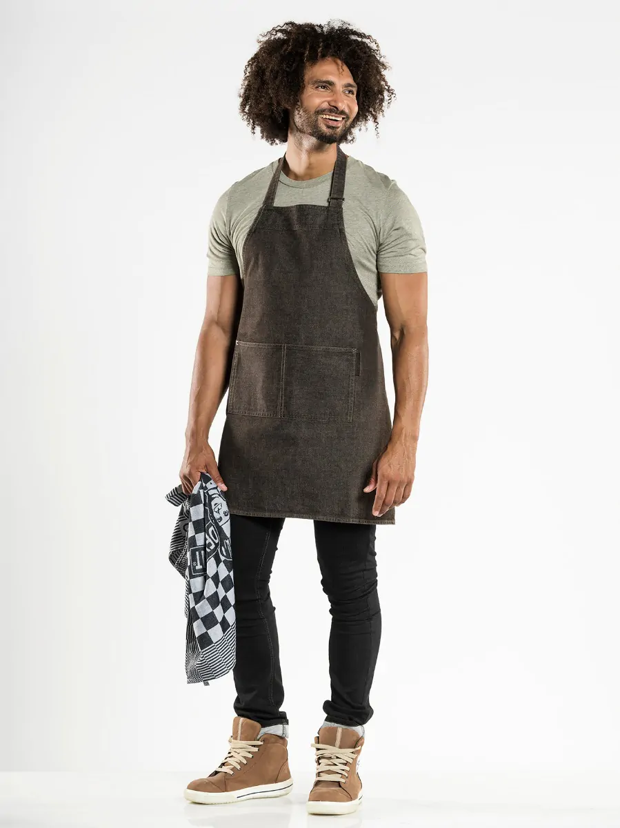 Sloof Bib Apron Base Brown Denim