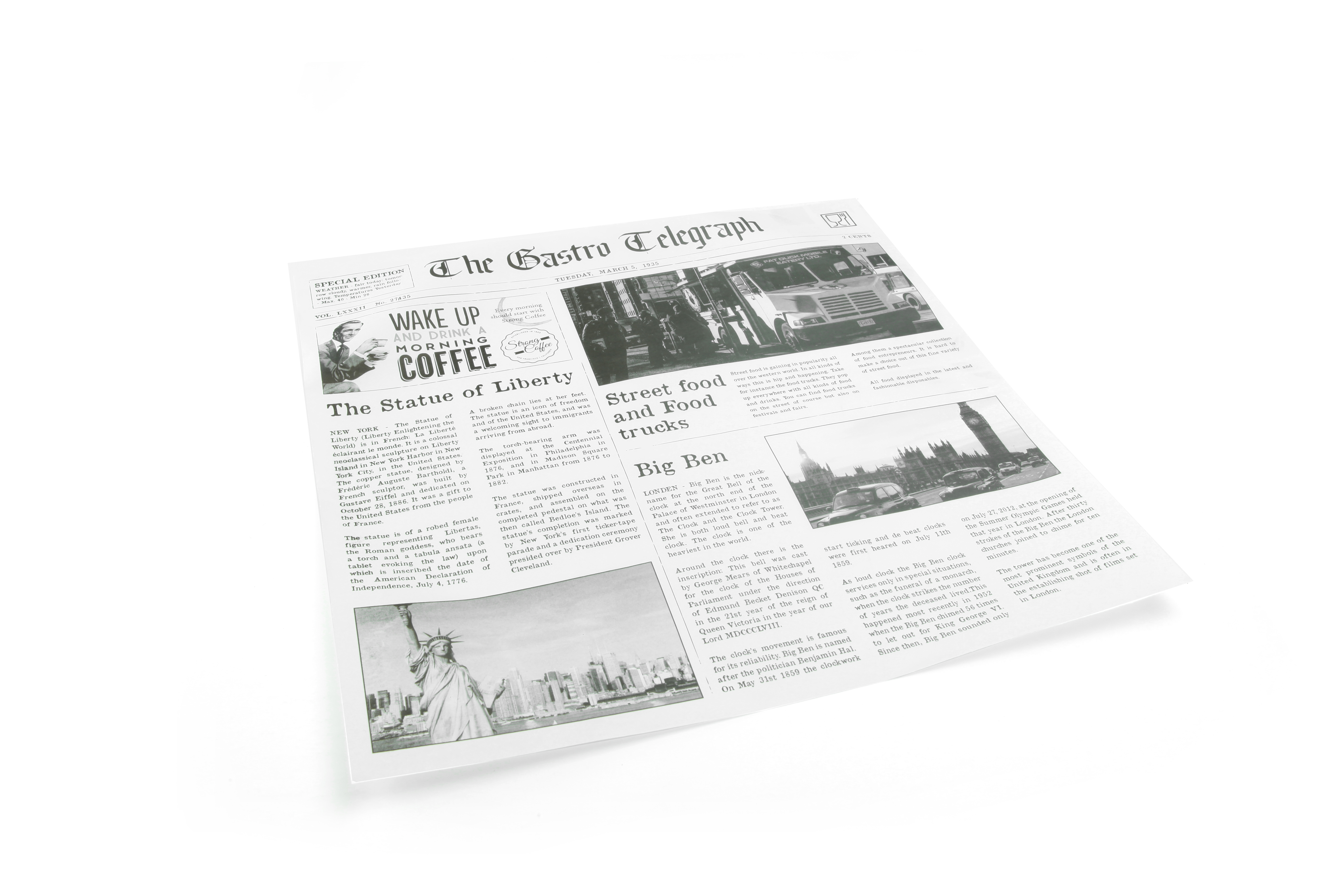 Vetdicht papier Newspaper 30x30cm 53010