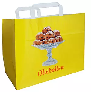 Papieren Draagtas Oliebollen 32x16x25cm Met Plat Handvat Geel
