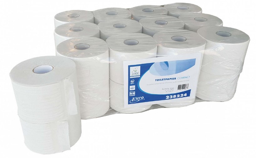Toiletpapier compact rol 100m wit 2-laags 100m (pak à 24rol)