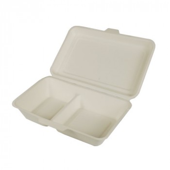 Menubox suikerriet pure 240x155x65mm 2-vaks wit