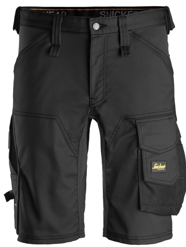 Korte werkbroek stretch Snickers 6143 zwart/zwart