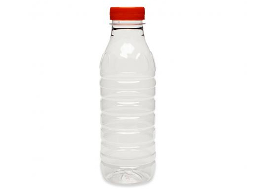 Fles PET 500ml transparant met oranje dop (doos à 108st)