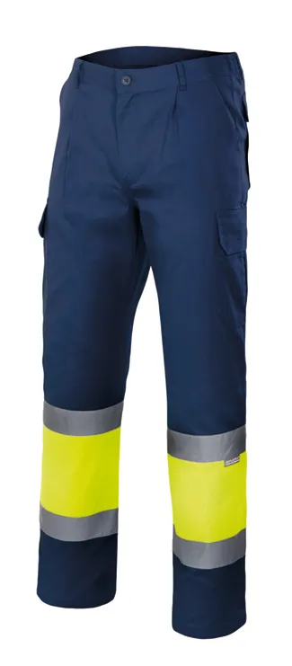 Werkbroek HV marine/geel Velilla