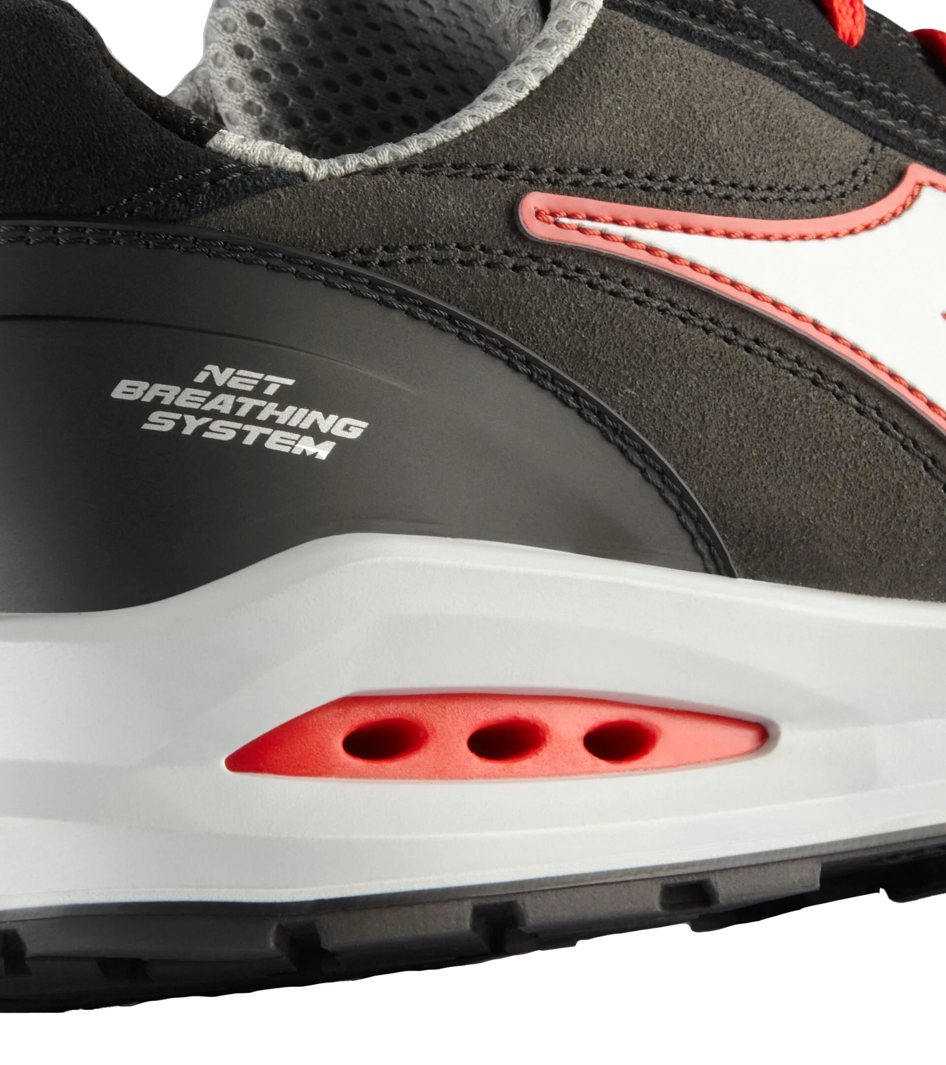 Diadora Run Net Airbox Low S3 Veiligheidsschoen - Zilver/Rood