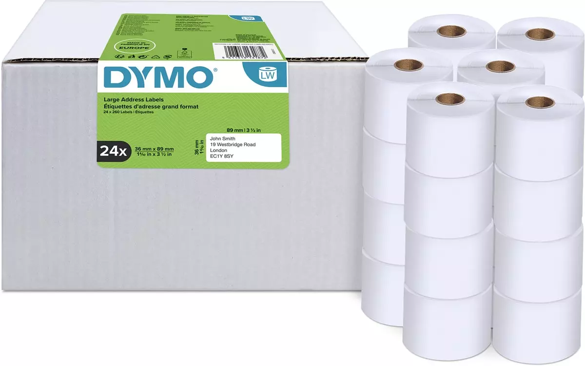 Dymo Label Etiket 89mmx36mm Wit 24x260 stuks