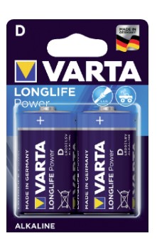 Batterij Varta longlife D 1,5V alkaline (pak à 2st)