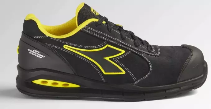 Diadora Run Net Airbox Low S3 Werkschoen Zwart/Geel