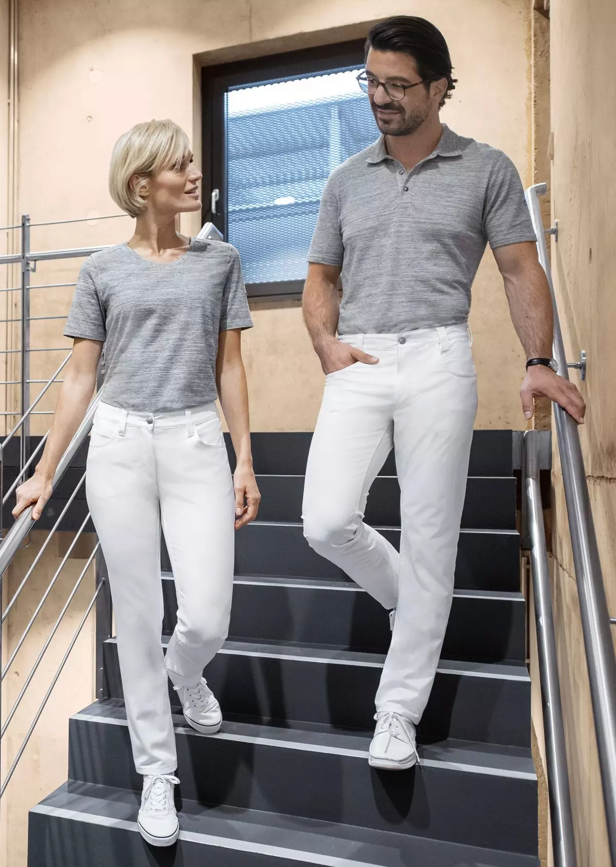 Spijkerbroek BP 1756 slim fit heren lengte 34 wit