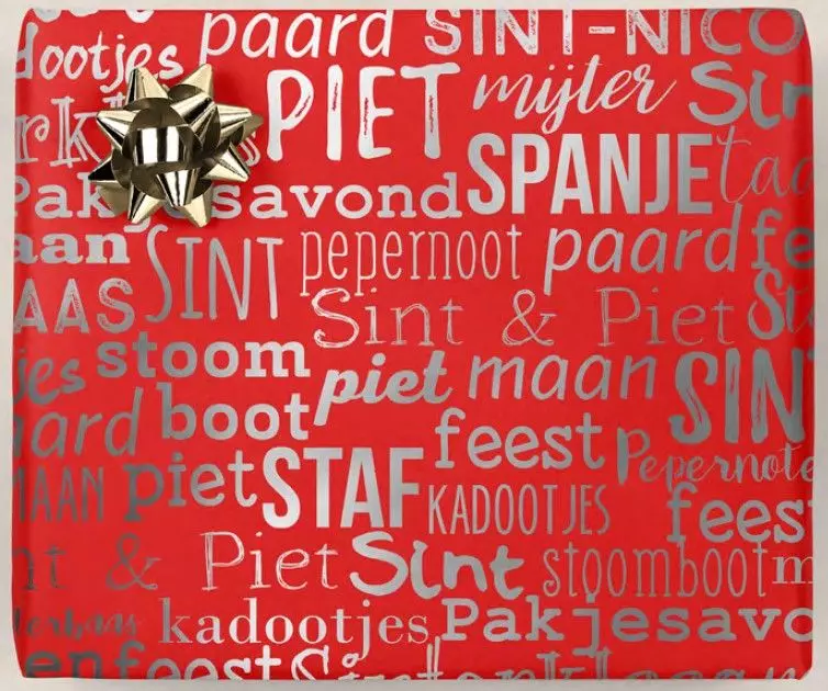 Sinterklaas Cadeaupapier Rood 50cmx125m