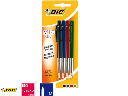 Balpen Bic M10 assorti (pak à 4st)