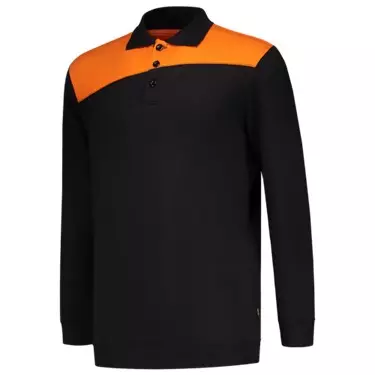 Polosweater bicolor naden zwart/oranje
