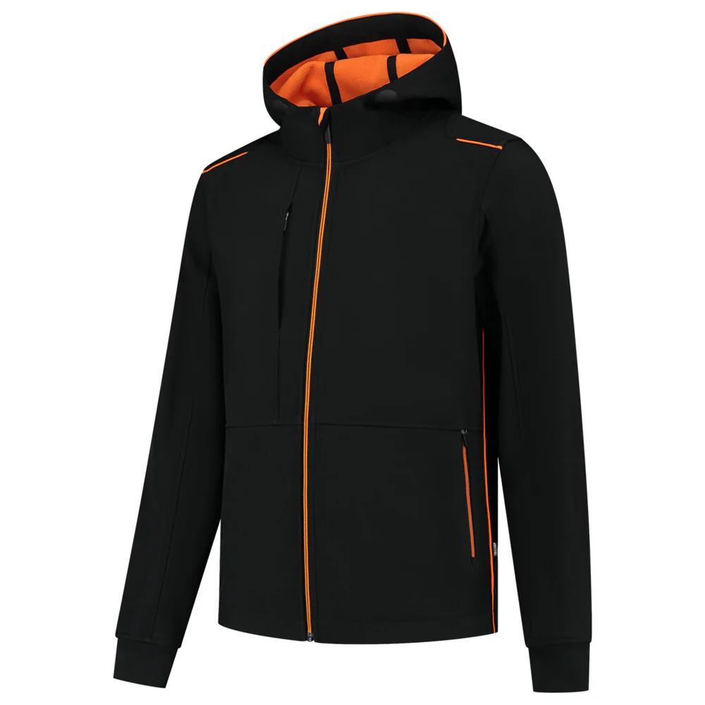Softshell Capuchon Accent zwart/oranje