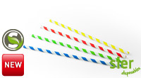 Drinkrietje papier FSC streep assorti Ø6mm 23cm 20634 (zak à 100st)