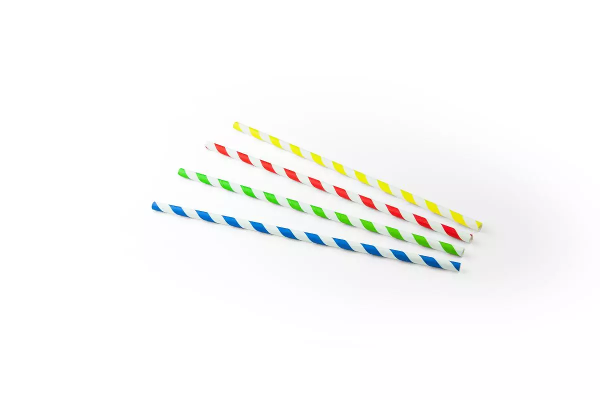 Drinkrietje papier FSC streep assorti Ø6mm 23cm 20634 (zak à 100st)