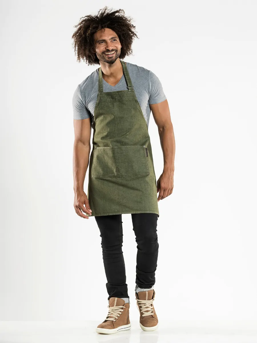 Sloof Bib Apron Base denim groen W70-L75