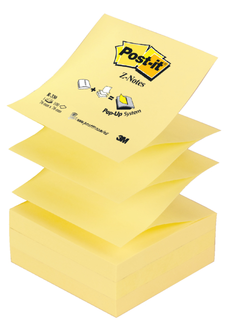 Memoblok 76x76mm 3M Post-It Z-Note geel