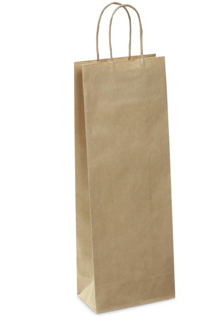 Flesdraagtas papier 14+8x39cm bruinkraft(pak à 50st)