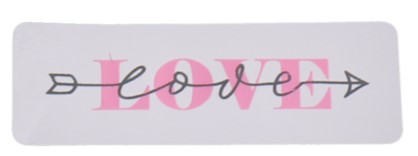 Etiket papier LOVE 60x20mm rose/zwart