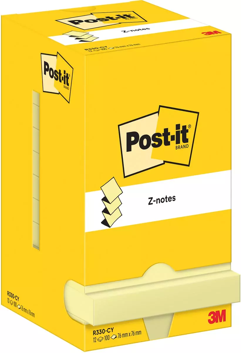 Post-It Z-Notes Memoblok 76x76mm - 100 vel - Geel - 12 stuks