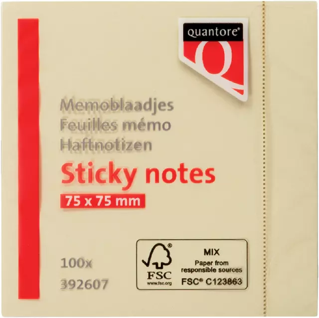 Memoblok 76x76mm - 100 vel - Geel - 6 stuks