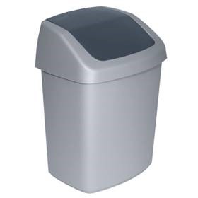 Afvalemmer 10 liter Luna swing zilver antraciet