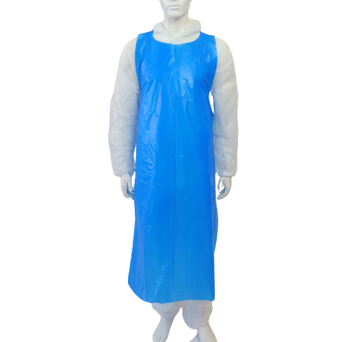 Schort plastic 75x145cm 40mu blauw (pak à 100st)