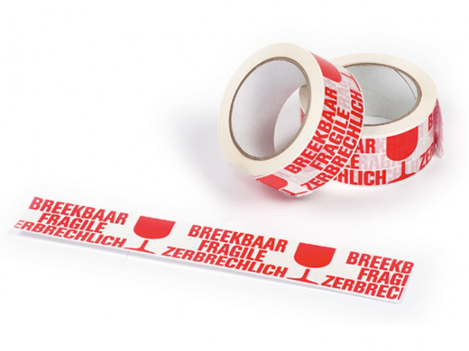 Tape PP 48mmx66m breekbaar rood/wit