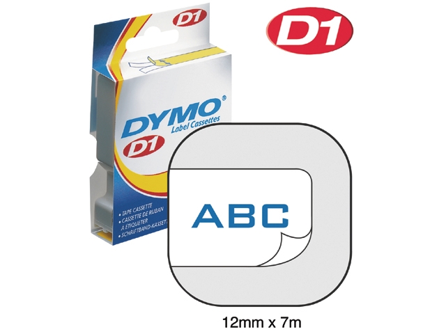 Labeltape Dymo 45014 12Mmx7M D1 Wit/Blauw
