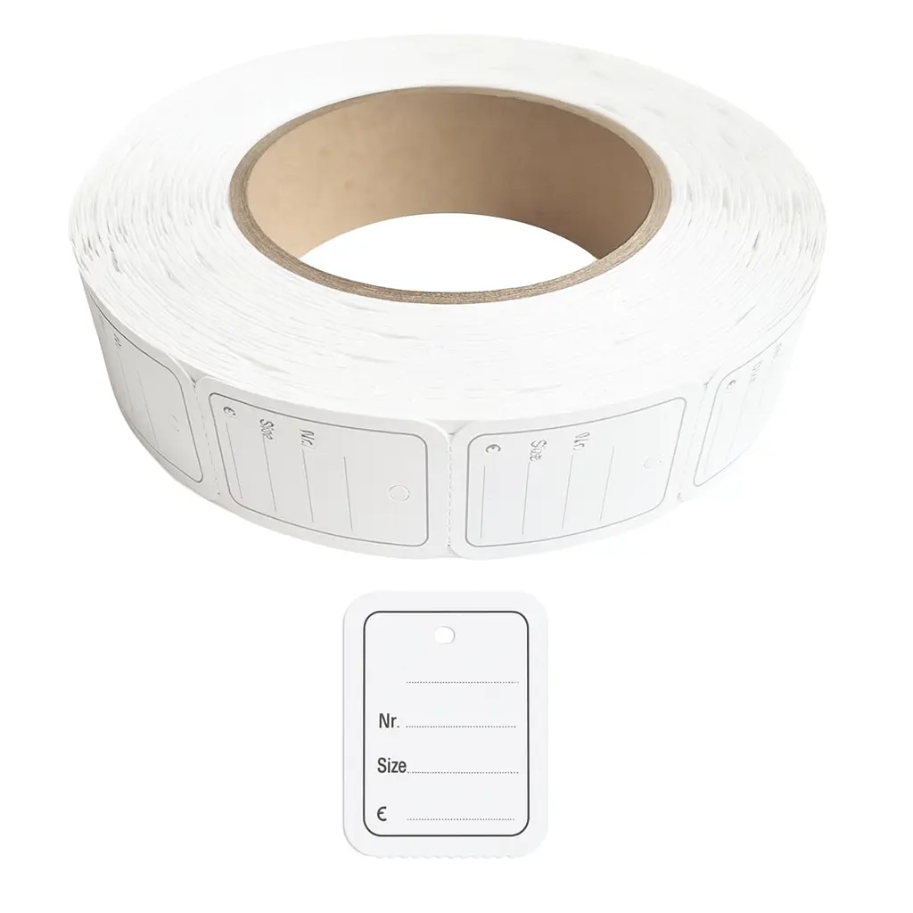 Hangetiket 30x40mm Bedrukt Wit 1000 stuks