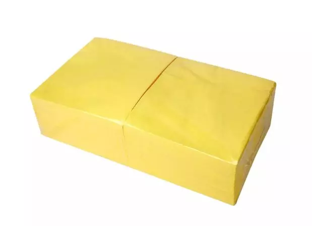 Servet 40x40cm geel 1/4e vouw 2-laags (doos à 8x250st)