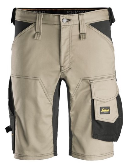 Korte werkbroek stretch Snickers 6143 kaki/zwart