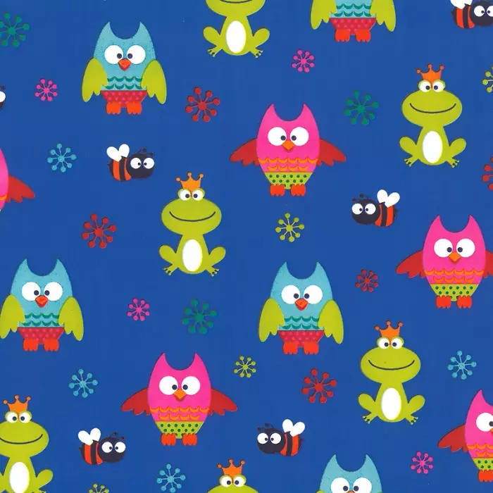 Cadeaupapier Dieren Multikleur op blauw 50cmx250m