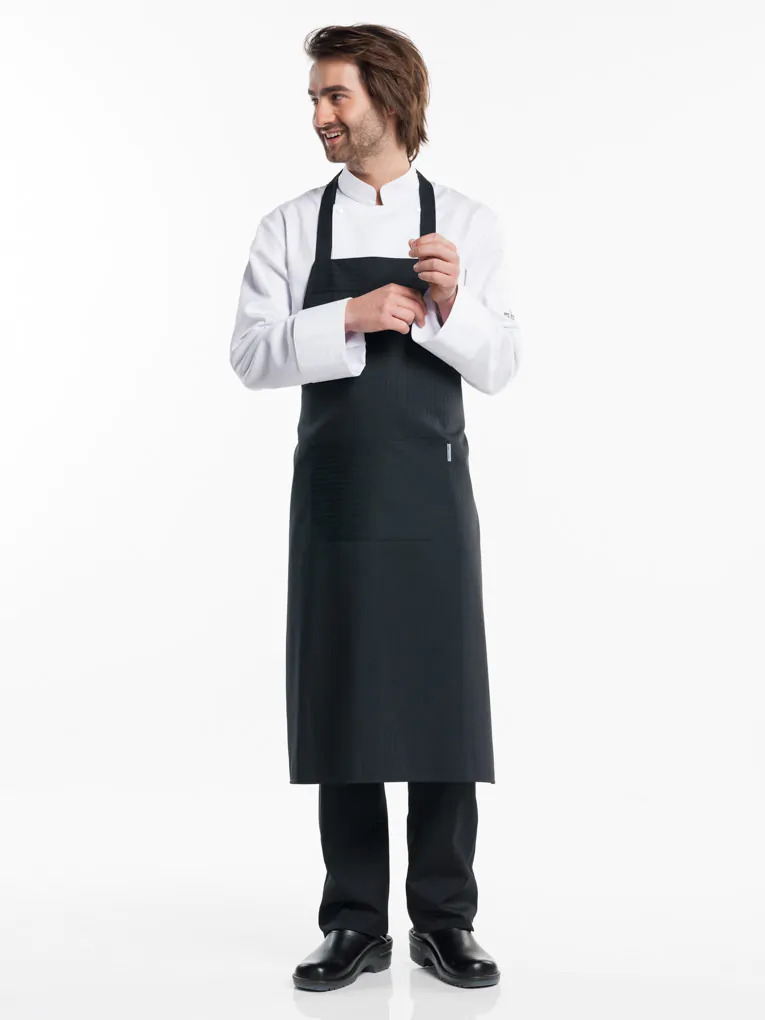 Halterschort zwart bib apron santino heren Chaud Devant