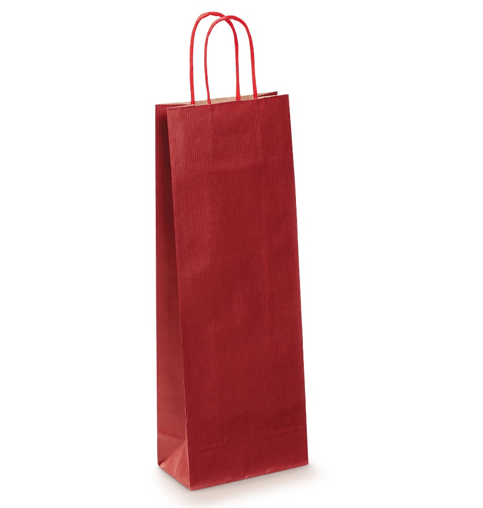 Flesdraagtas papier 14+8x39cm rood (pak à 50st)