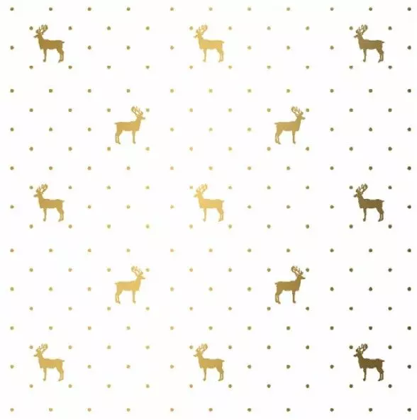 Cadeaupapier Kerst Wit/Goud 50cmx200m