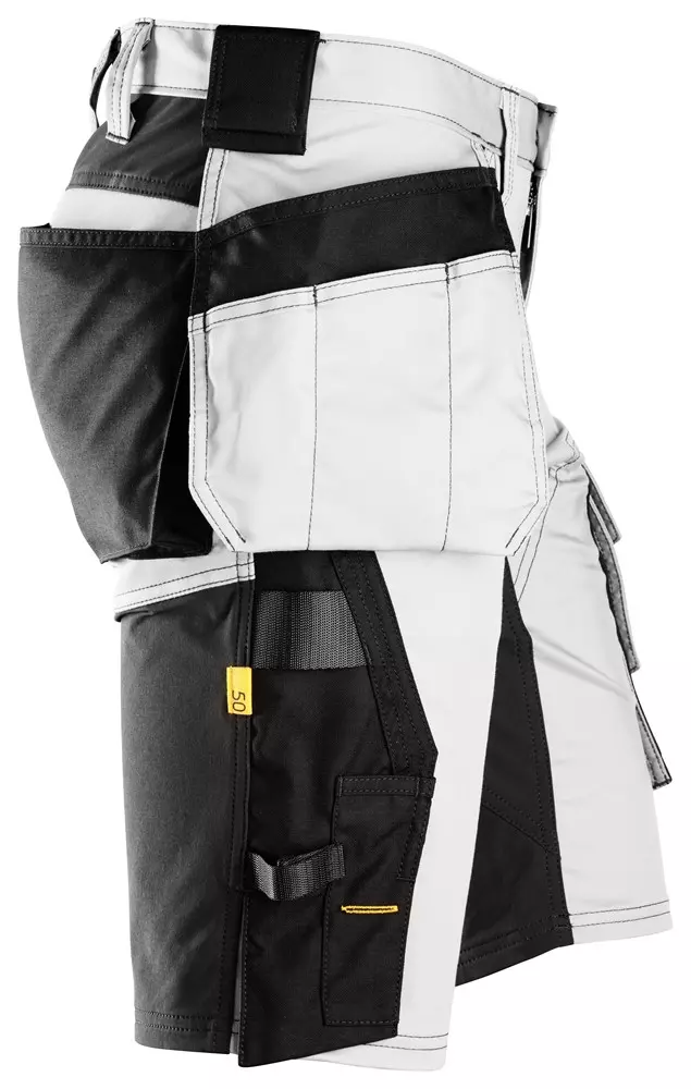 Korte werkbroek Snickers 6141 holsterzak wit/zwart