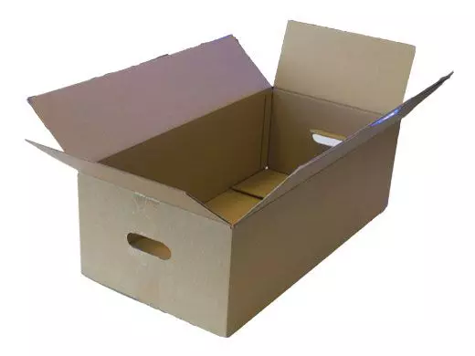 Amerikaanse vouwdoos dubbele golf +handvat 585x385x380mm BC-golf Bruin