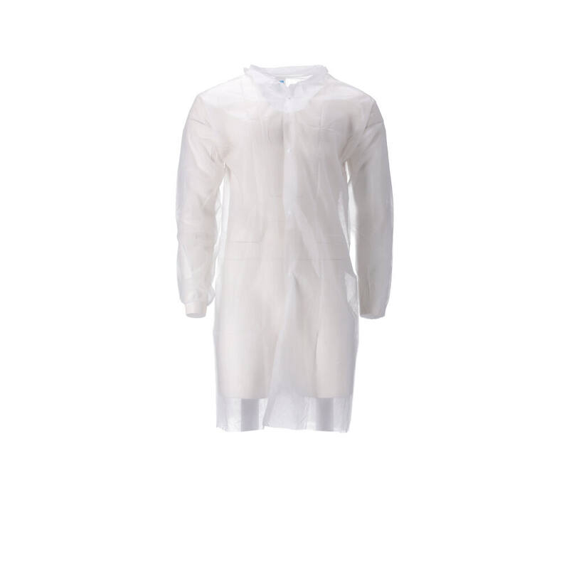 Bezoekersjas nonwoven XL wit drukknopen