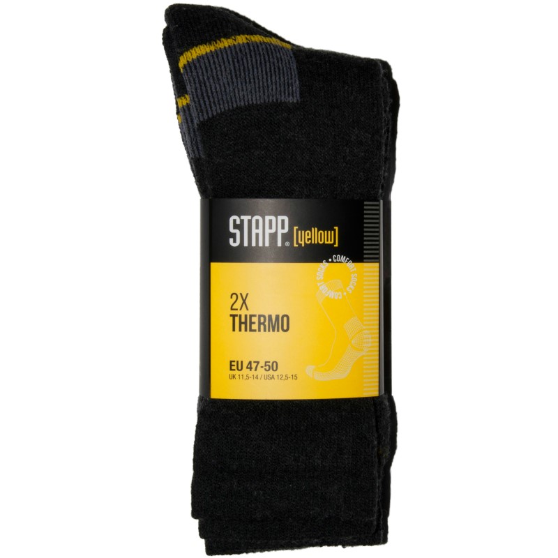 Werksokken thermo antraciet maat 43-46 2-PACK Stapp Yellow (pak à 2paar)