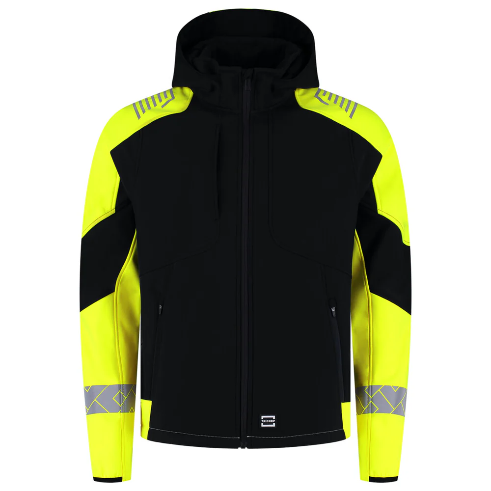 Softshell capuchon Reflective Redefined zwart-geel