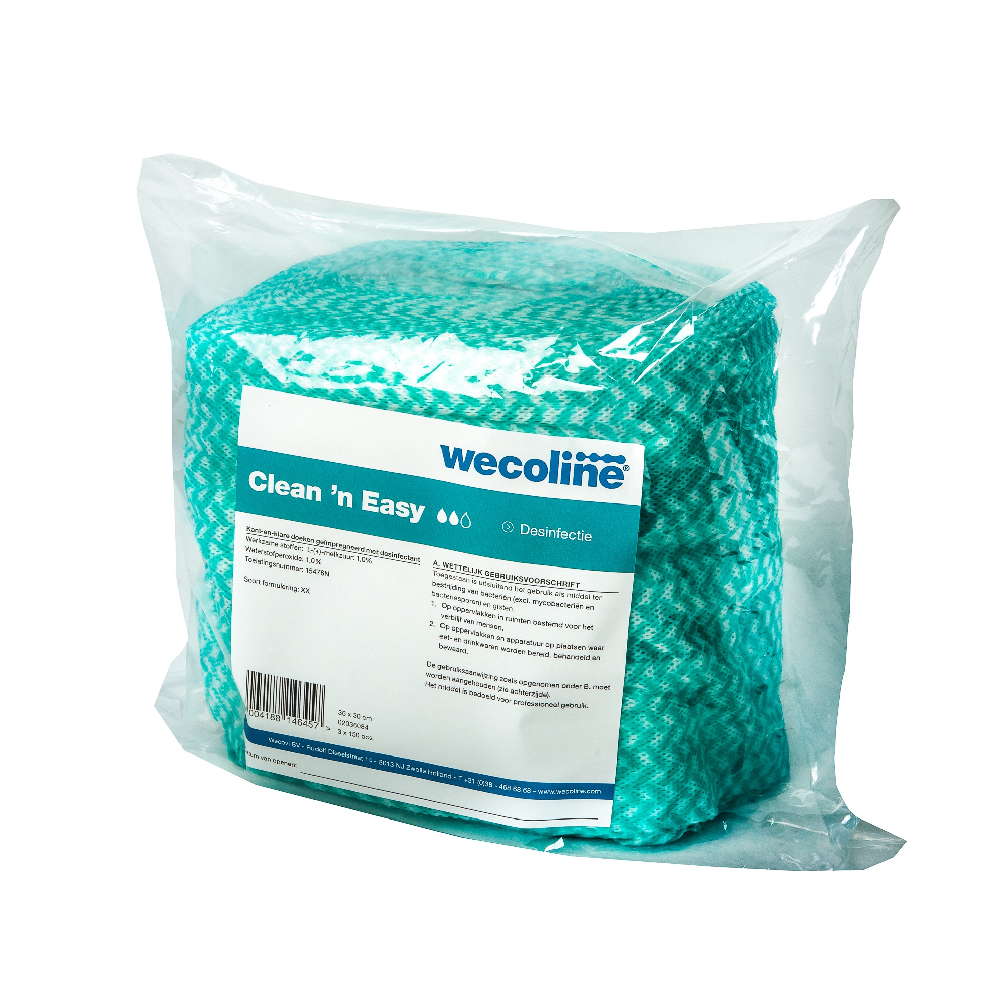 Navulling Clean 'n Easy doek 36x30cm groen desinfectie (doos à 3x150st)