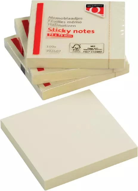 Memoblok 76x76mm - 100 vel - Geel - 6 stuks