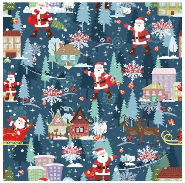 Cadeaupapier Kerst Blauw 50cmx200m