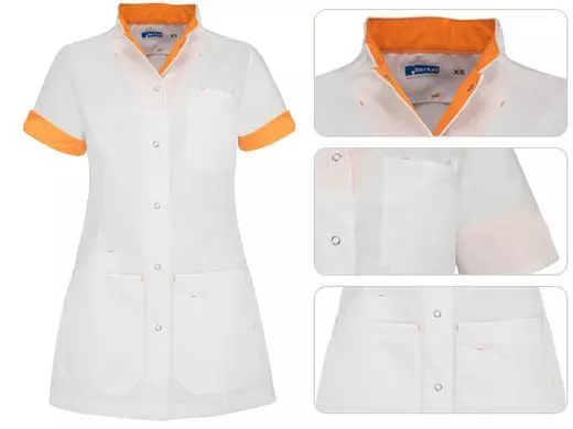 Zorgjas Livia Wit/Oranje De Berkel Dames Voorkant en Dichtbij