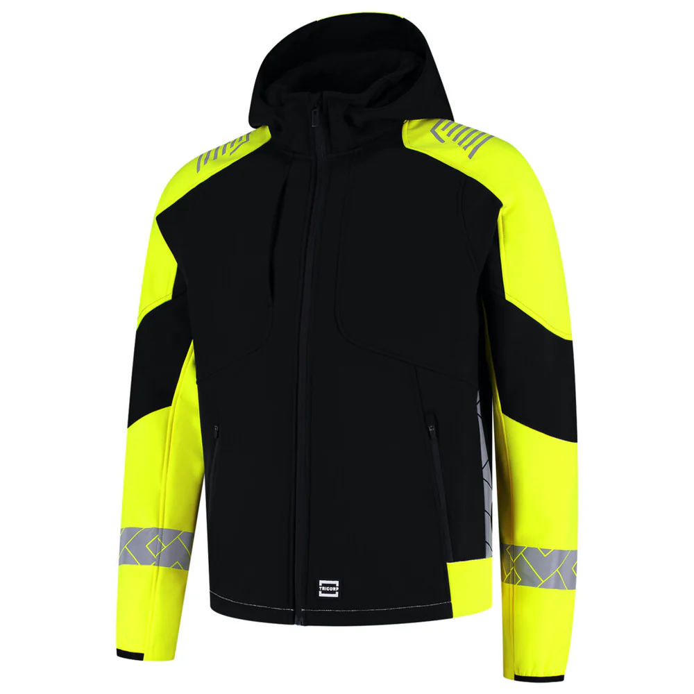 Softshell capuchon Reflective Redefined zwart-geel