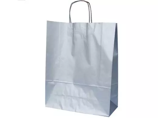 Papieren Draagtas 32x12x41cm Met Gedraaid Handvat Zilver