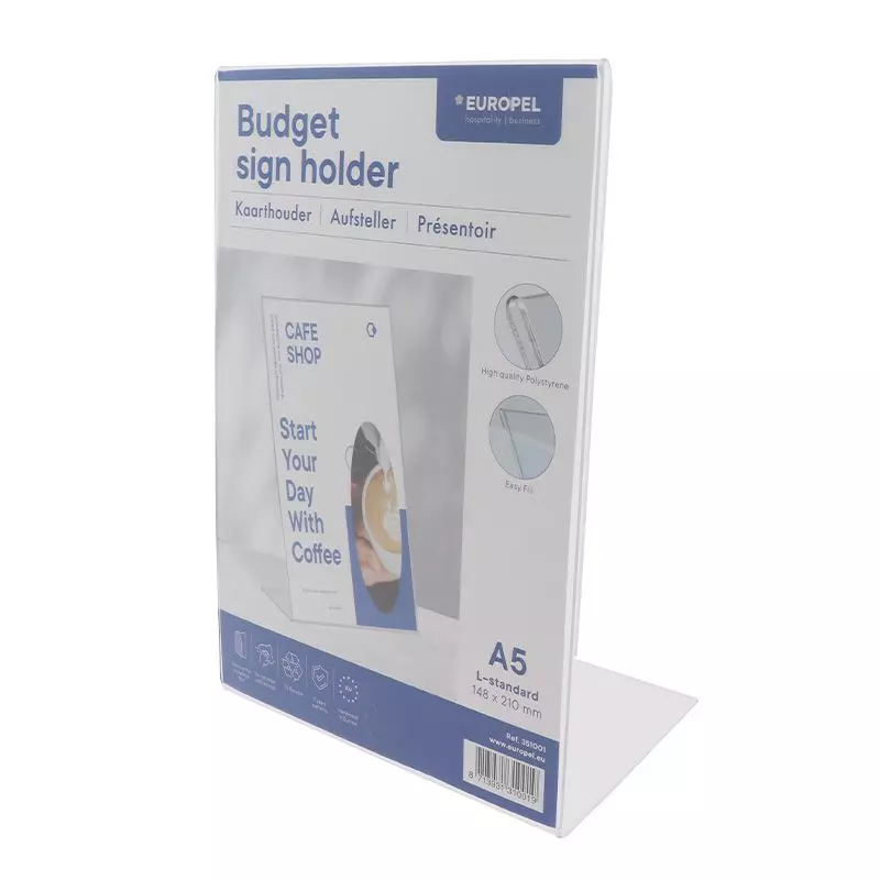 Kaarthouder A5 Met L-Voet Transparant